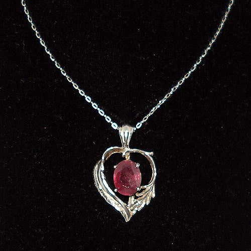 Ruby Heart Pendant Necklace