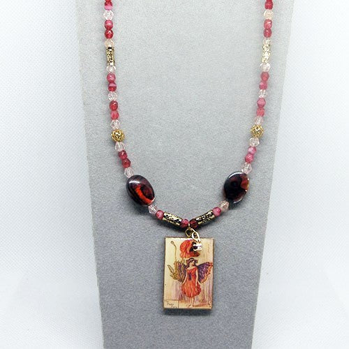 Red Poppy Fairy Necklace