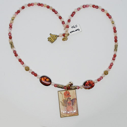 Red Poppy Fairy Necklace