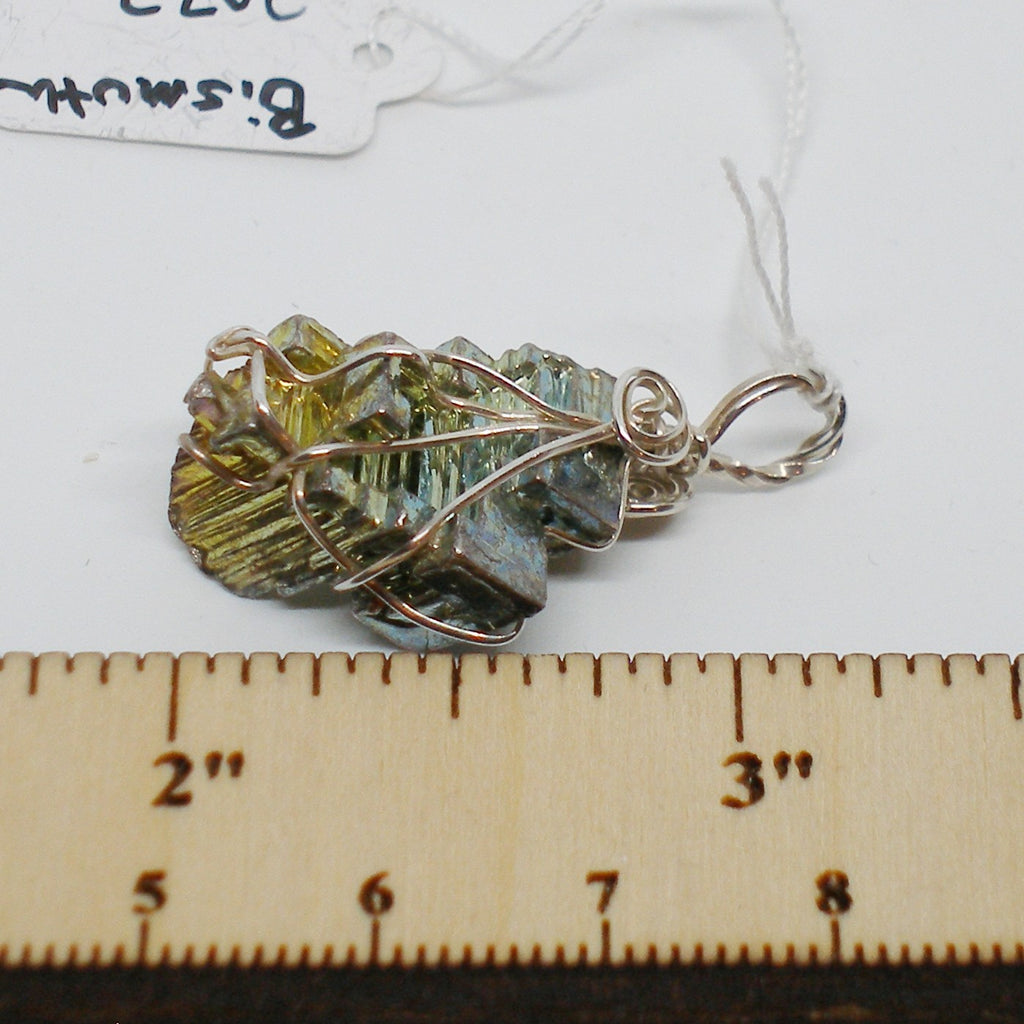 Wire Wrapped Bismuth Crystal Pendant