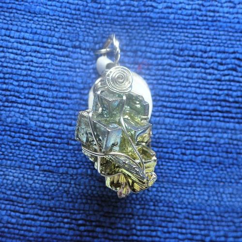 Wire Wrapped Bismuth Crystal Pendant