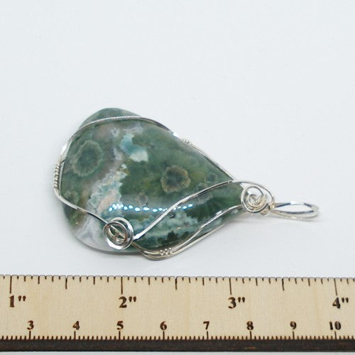 Wire Wrapped Fossil Coral Pendant