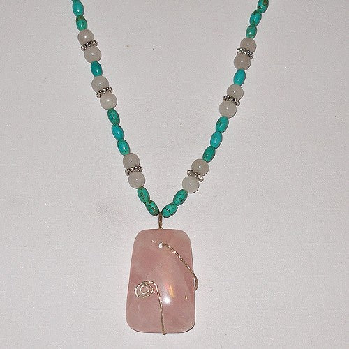 Rose Quartz and Turquoise Necklace