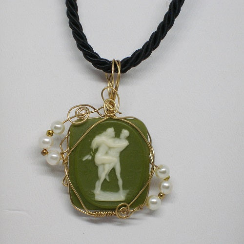 Lover Cameo Wire Wrap Necklace
