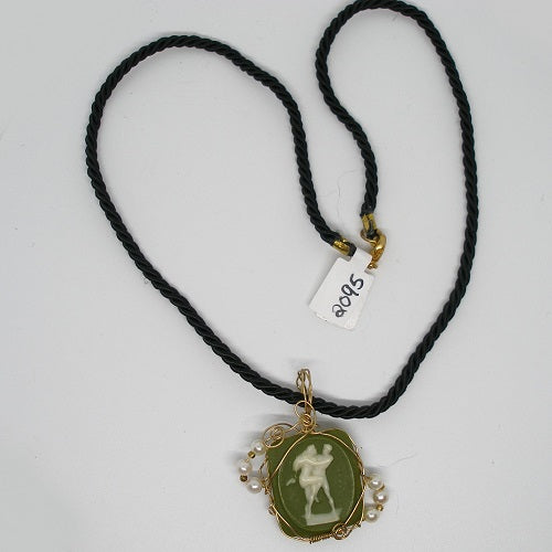 Lover Cameo Wire Wrap Necklace