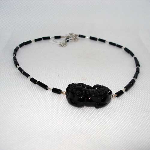 Carved Obsidian Dragon Necklace
