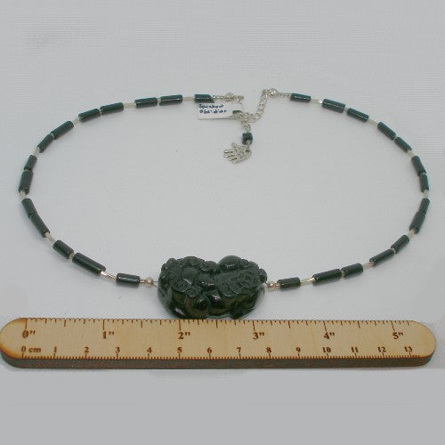 Carved Obsidian Dragon Necklace