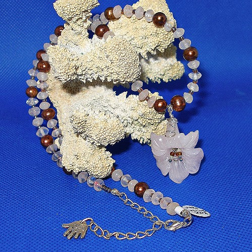 Rose Quartz Flower Pendant