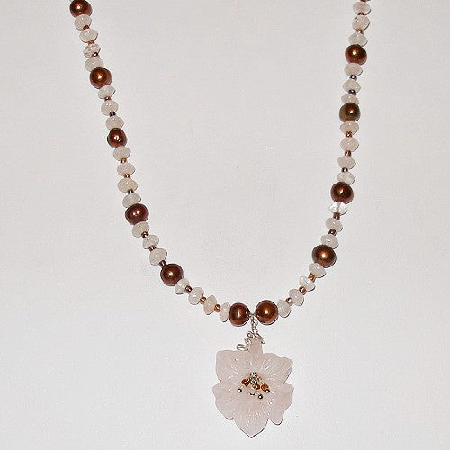 Rose Quartz Flower Pendant