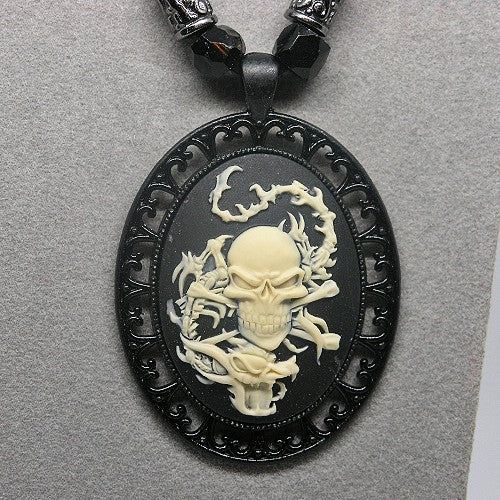 Skeletal Dragon Cameo Necklace