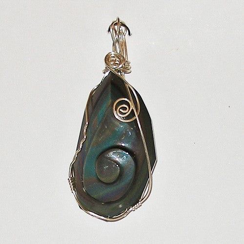 Wire Wrapped Rainbow Obsidian Statement Pendant