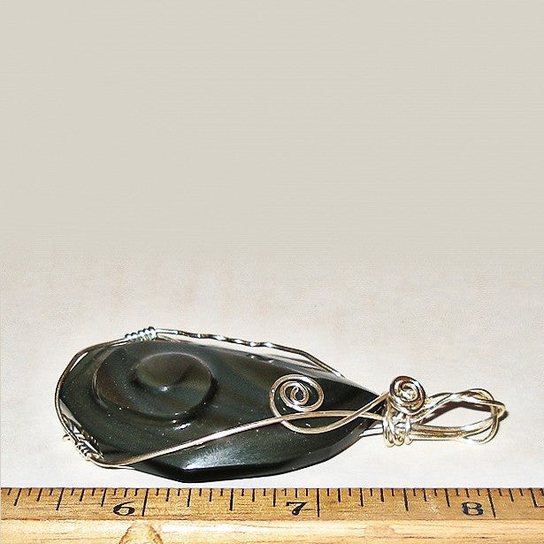 Wire Wrapped Rainbow Obsidian Statement Pendant