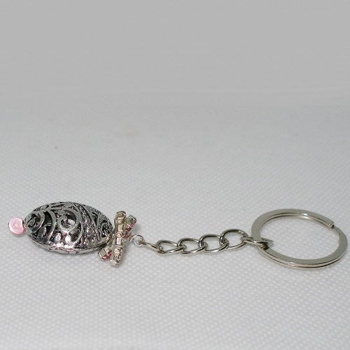 Pink Crystal Rings Keychain