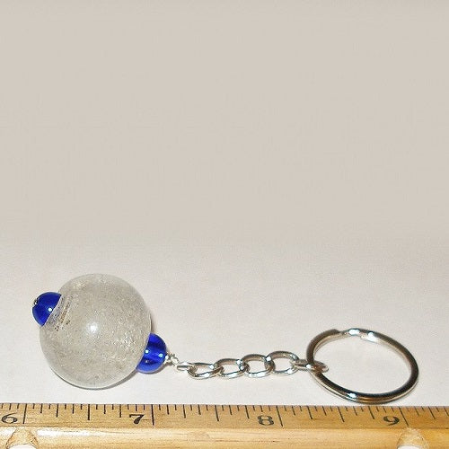 Blue and White Glass Keyring