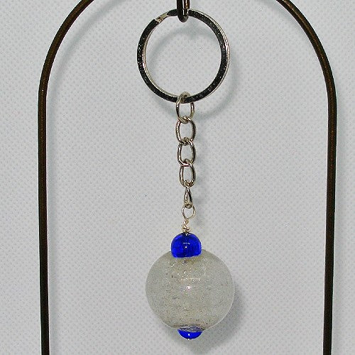 Blue and White Glass Keyring