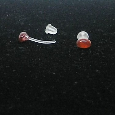 Metal Free Red Agate Stud Earrings