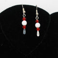 Red and White Glass Drop Earrings