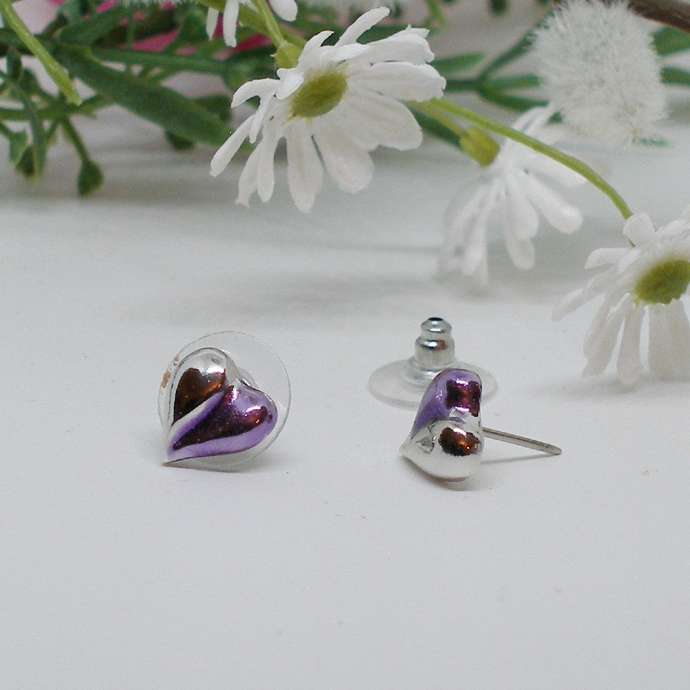 Half Purple Heart Studs
