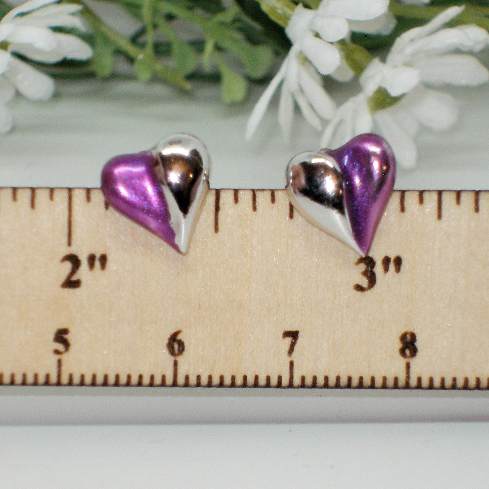 Half Purple Heart Studs