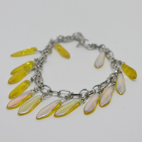 Iridescent Glass Fringe Bracelet