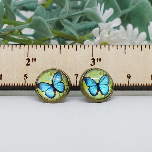 Blue Butterfly Stud Earrings