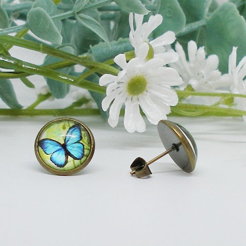 Blue Butterfly Stud Earrings
