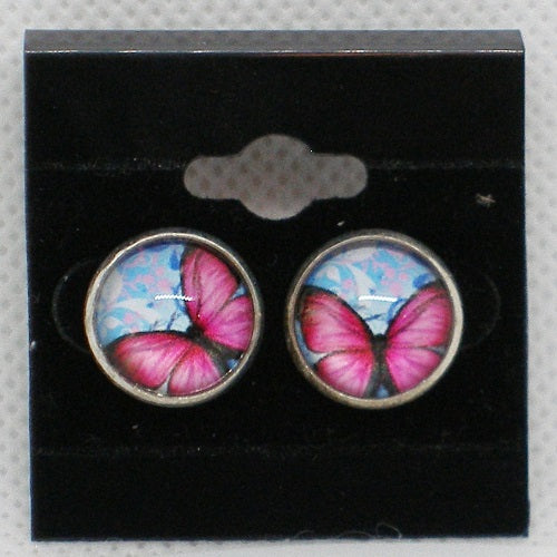 Pink Butterfly Stud Earrings