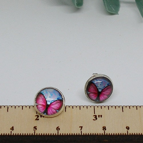 Pink Butterfly Stud Earrings