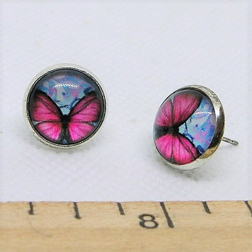 Pink Butterfly Stud Earrings