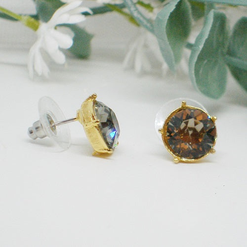 Dark Gray Crystal Stud Earrings