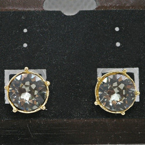 Dark Gray Crystal Stud Earrings