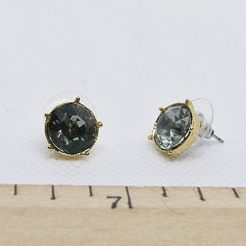 Dark Gray Crystal Stud Earrings
