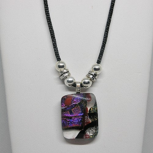 Necklace with a colorful pendant on a white background