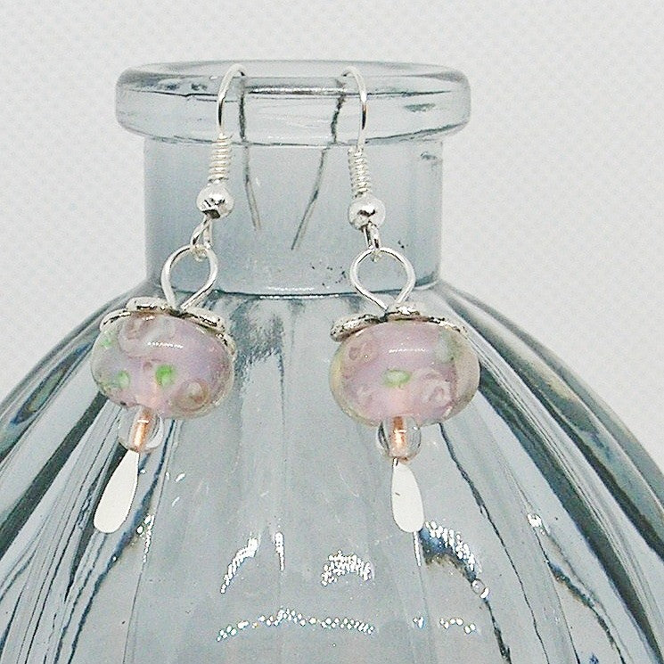 Floral Glass Dangle Earrings