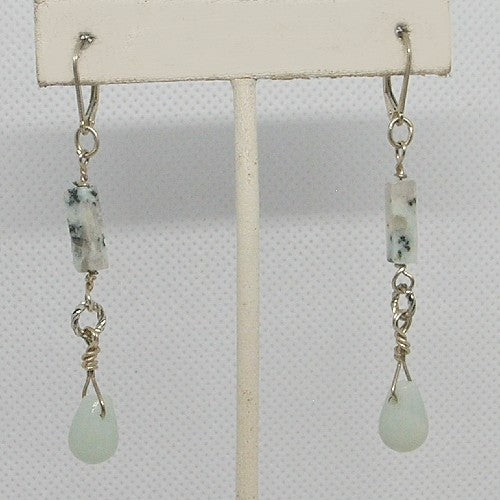 Sesame Jasper with Amazonite Dangle Earrings
