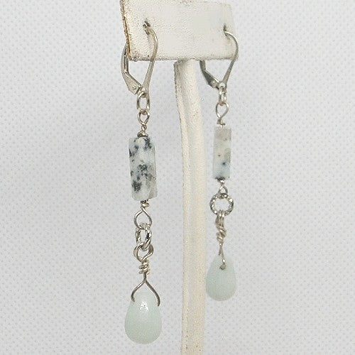 Sesame Jasper with Amazonite Dangle Earrings