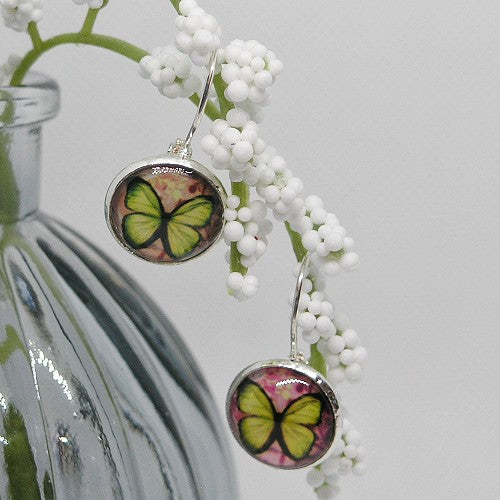 Yellow Butterfly Drop Earrings