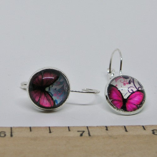 Pink Butterfly Drop Earrings