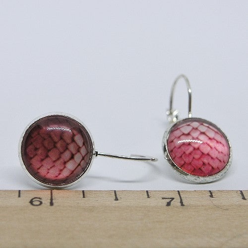 Pink Mermaid Scale Earrings