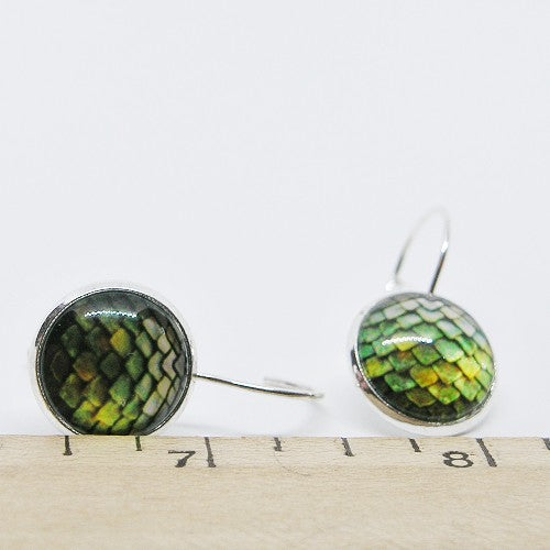 Green Dragon Scale Earrings
