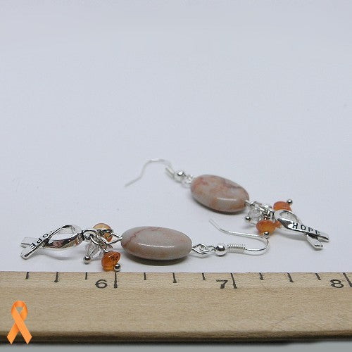 Marble and Carnelian Dangle Earrings