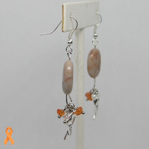 Marble and Carnelian Dangle Earrings