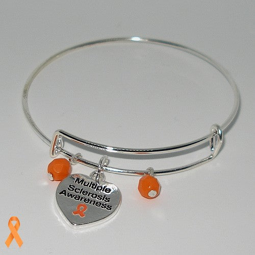 Adjustable Silver Tone Bangle Bracelet - MS Awareness