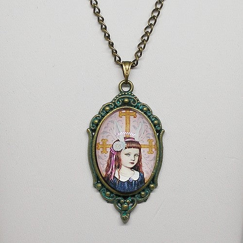 Girl with Rabbit Ears Necklace