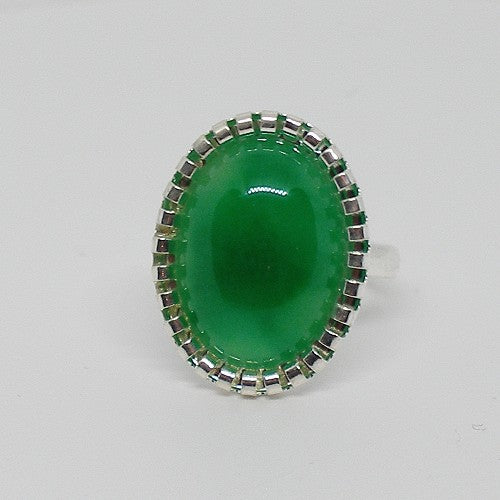 Green Agate Costume Ring