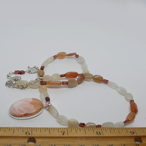 Scolecite with Garnet and Moonstone Necklace