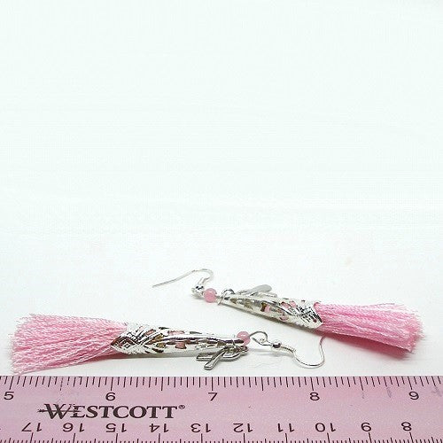 Pink Tassel Earrings