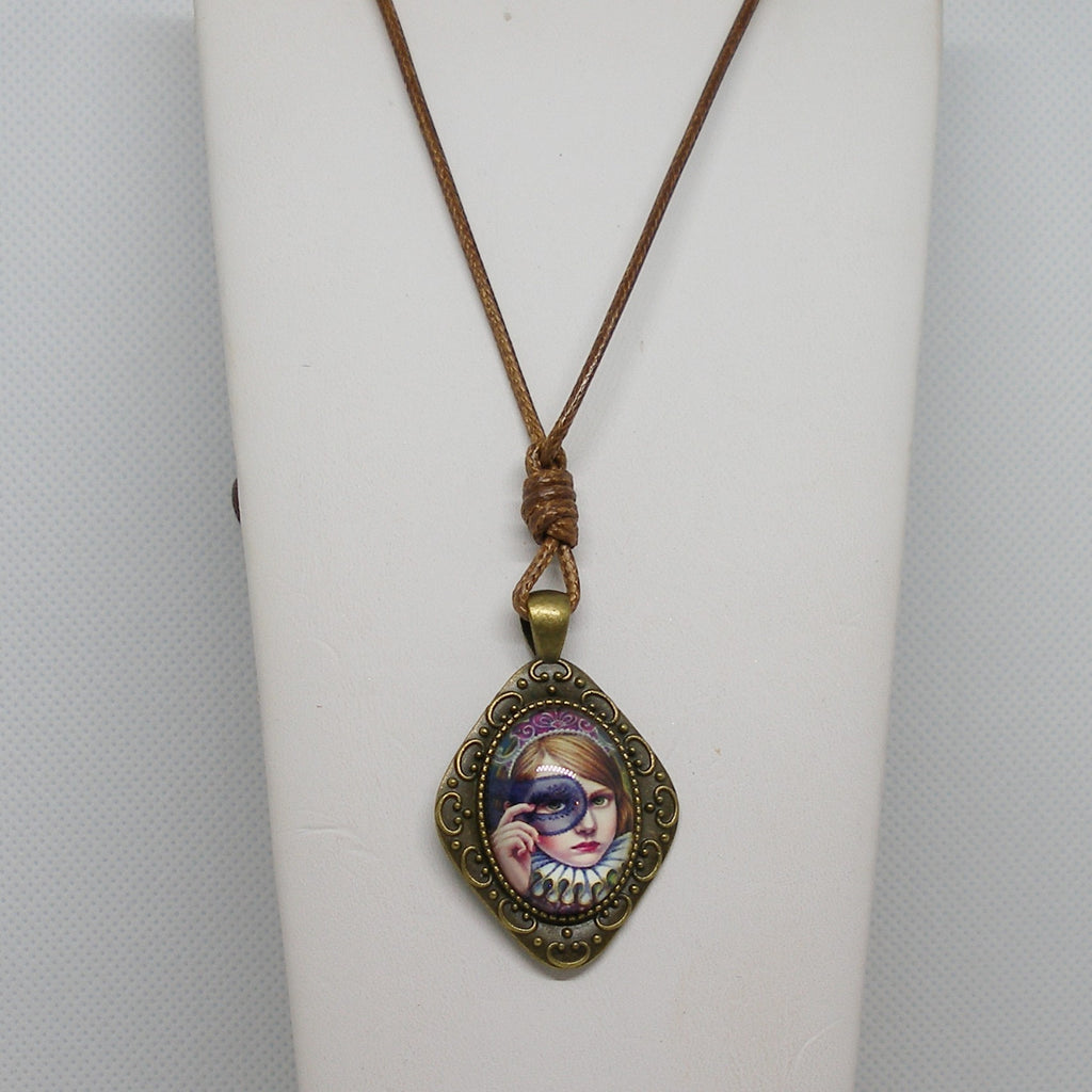 Masquerade Girl Pendant Necklace