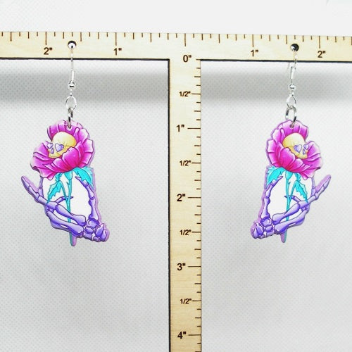 Skull Flower Earrings