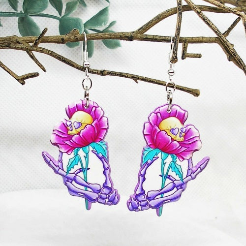 Skull Flower Earrings